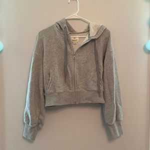 Aerie Offline Grey Cropped Zip Up